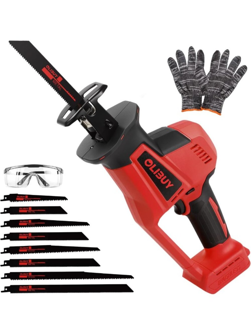 Cordless Reciprocating Saw with 8 Blades, 0-3000 SPM Variable Speed for
